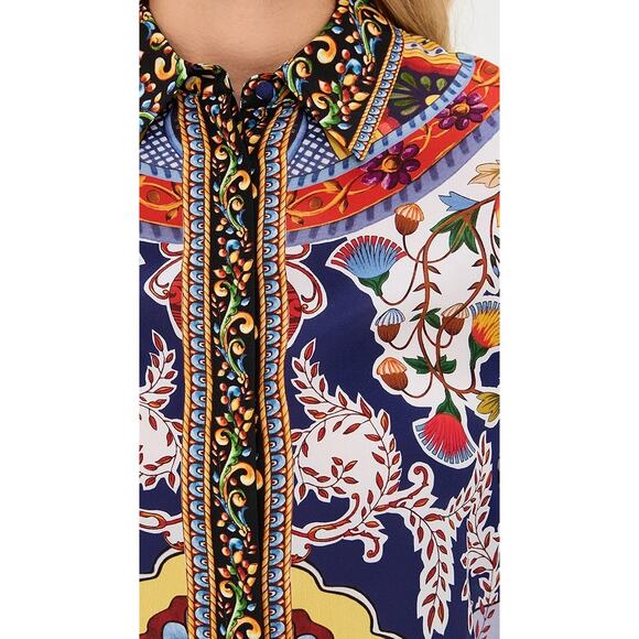 Alice + Olivia Willa Placket Top Size Small - Picture 4 of 15